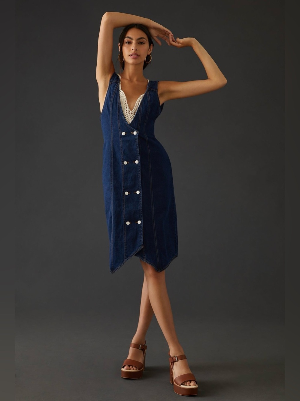 Pilcro Denim Vest Midi Dress